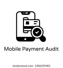 Icono de estilo de glifo de auditoría de pagos móviles es fácil de usar y descargar 