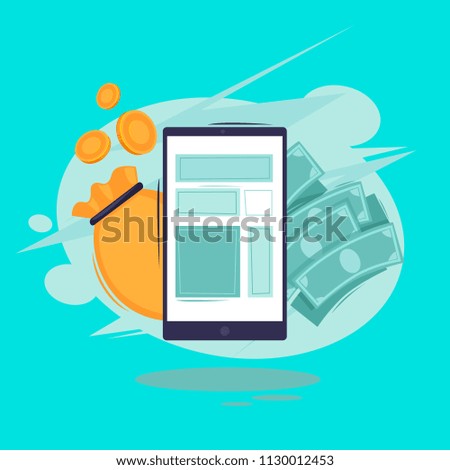 Mobile payment banking. Smartphone wireless money transfer. Flat design vector illustration.