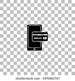 Mobile payment. Black flat icon on a transparent background. Pictogram for your project