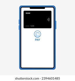 Mobile payment by connected credit or debit card via smartphone. 