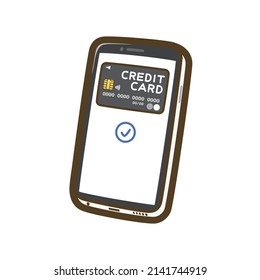Mobile payment. Cashless payment. Credit card.  Vector illustration.