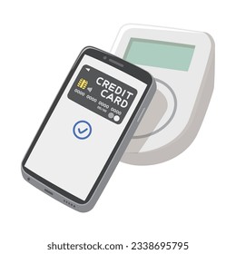 Mobile payment. Cashless payment. Credit card.  Vector illustration.