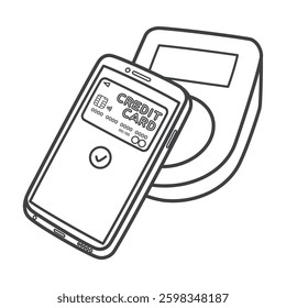 Mobile payment. Cashless payment. Credit card. Vector illustration.
