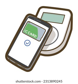 Mobile payment. Cashless payment. Traffic IC card.  Vector illustration.