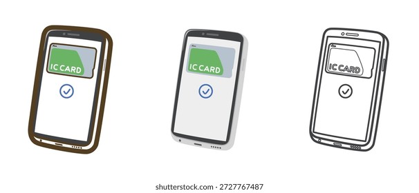 Mobile Bezahlung. Bargeldlose Zahlung. Traffic-IC-Karte. Vektorgrafik.