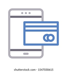 mobile payment colour line icon 