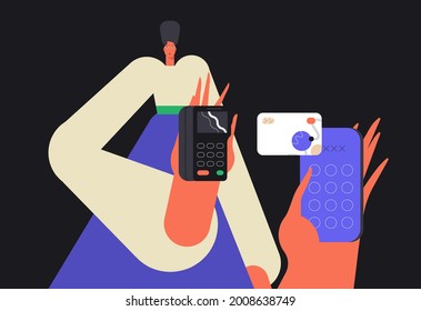 Mobile payment concept . Contactless payment system or technology . Colorful modern illustration for website or ui design . Online payment concept .