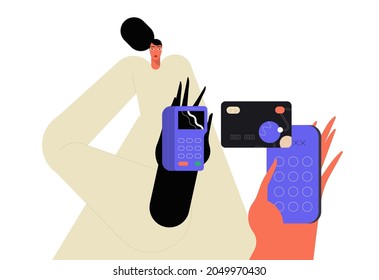 Mobile payment concept . Contactless payment system or technology . Colorful modern illustration for website or ui design . Online payment concept .