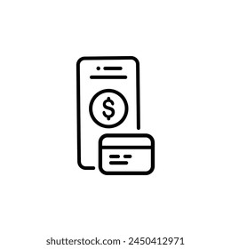 Mobile payment concept editable stroke outline icon isolated on white background flat vector illustration. Pixel perfect.