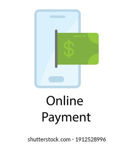Mobile Payment Konzept flach bunter Stil moderne Design Symbol. Bezahlen Sie Rechnungen online. Mit einem Handy zu Bank und Shop online. Vektorgrafik.