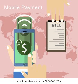 mobile payment concept in flat design style