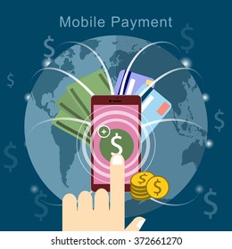 mobile payment concept in flat design style