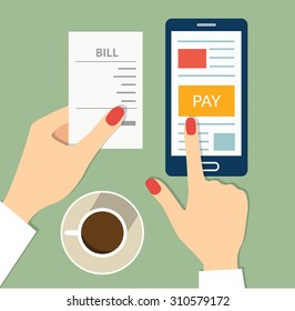 Mobile Payment Concept. Flat Vector Illustration