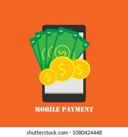 Mobile Payment concept with illustration of smartphone