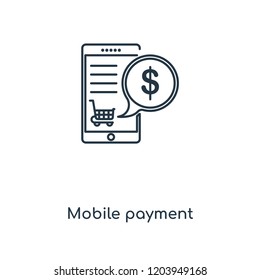 Mobile payment concept line icon. Linear Mobile payment concept outline symbol design. This simple element illustration can be used for web and mobile UI/UX.