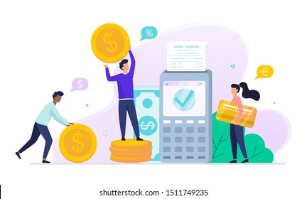 Mobile payment concept. Making money transaction on digital device. Pay to NFC by card. Idea of modern technology and finance progress. Isolated flat illustration vector