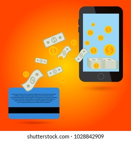 Mobile payment concept money flat design vector eps 10 