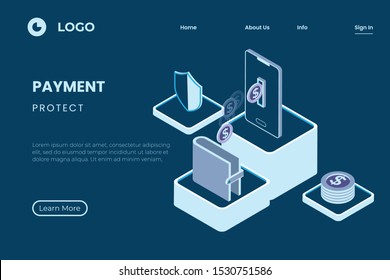 mobile payment concept with, payment transaction with smartphone in isometric 3d illustration style