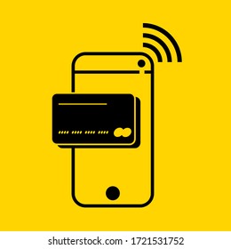 Mobile payment concept,smartphone with credit card, illustration, vector.