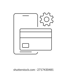 Configuración de pago móvil con el símbolo del engranaje y de la tarjeta