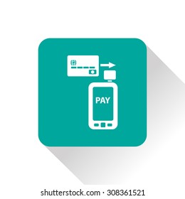 Mobile payment. Credit card reader on smartphone scanning a credit card