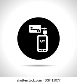 Mobile payment. Credit card reader on smartphone scanning a credit card