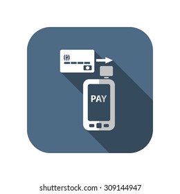 Mobile Payment. Credit Card Reader On Smartphone Scanning A Credit Card