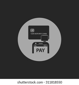Mobile payment. Credit card reader on smartphone scanning a credit card
