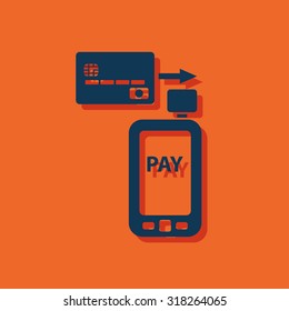Mobile payment. Credit card reader on smartphone scanning a credit card