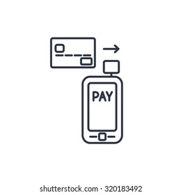 Mobile payment. Credit card reader on smartphone scanning a credit card 