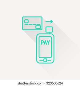 Mobile payment. Credit card reader on smartphone scanning a credit card