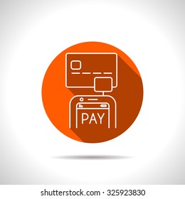 Mobile payment. Credit card reader on smartphone scanning a credit card