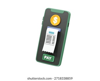 Pago móvil e Facturación digital en el icono de teléfono inteligente Ilustración de representación 3D