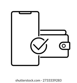 Mobile Payment and Digital Wallet Verification Line Icon