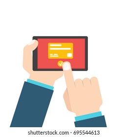 Mobile payment, e banking, Online payment use smartphone transfer concept. Flat style. Vector illustration