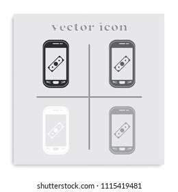 Mobile payment flat black and white vector icon.