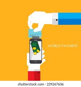 Mobile Payment Flat Concept Vector Illustration 