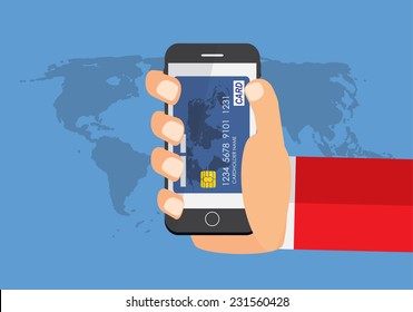 Mobile Payment Flat Concept Vector Illustration 