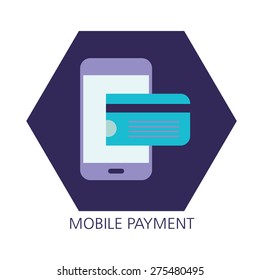 Mobile payment flat icon concept 