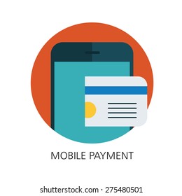 Mobile payment flat icon concept 