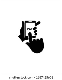 icono plano de pago móvil, mano con icono móvil plano,icono de mejor diseño de ilustración vectorial.
