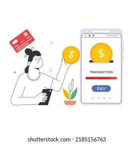 Mobile payment flat illustration, editable design 