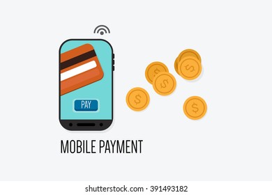 Mobile Payment: Flat lay vector illustration