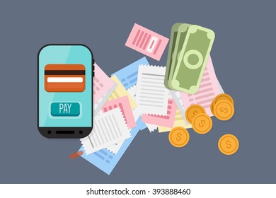 Mobile Payment: Flat lay vector illustration