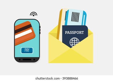 Mobile Payment: Flat lay vector illustration