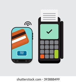 Mobile Payment: Flat lay vector illustration