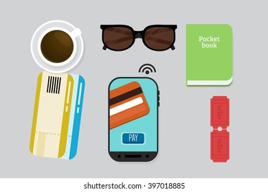 Mobile Payment: Flat lay vector illustration