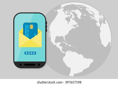 Mobile Payment: Flat lay vector illustration