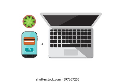 Mobile Payment: Flat lay vector illustration