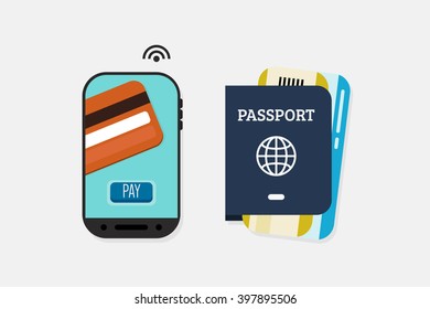 Mobile Payment: Flat lay vector illustration